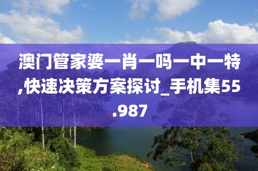 澳門管家婆一肖一嗎一中一特,快速決策方案探討_手機集55.987