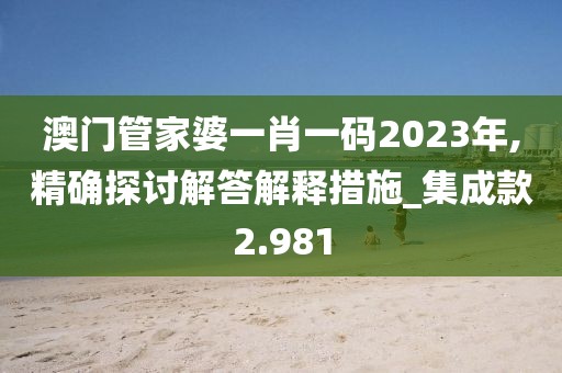 澳門管家婆一肖一碼2023年,精確探討解答解釋措施_集成款2.981